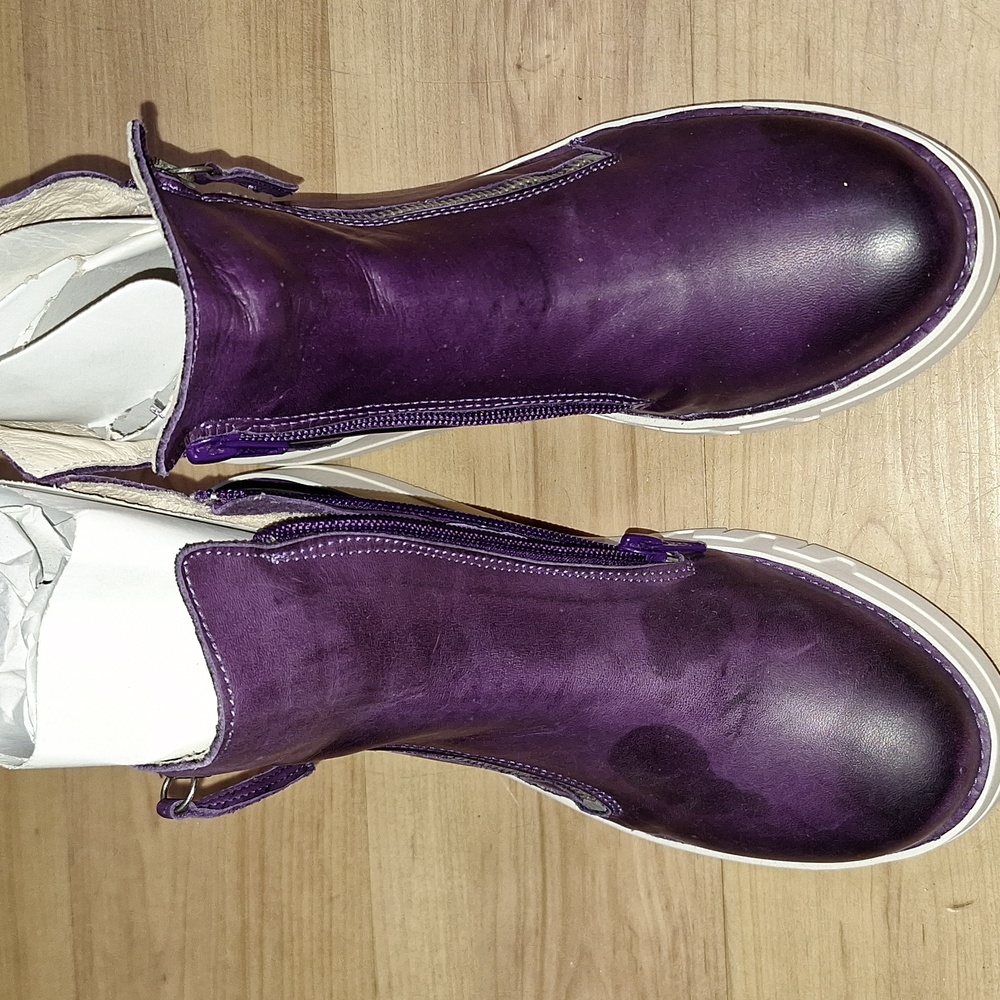 Miz Mooz Lando Purple Leather Ankle Boots 38 7.5-8